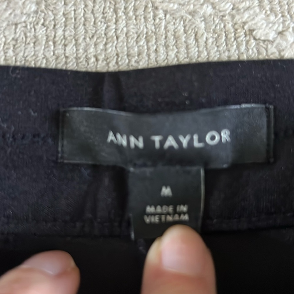 Black pull on stretch cotton pants with pockets